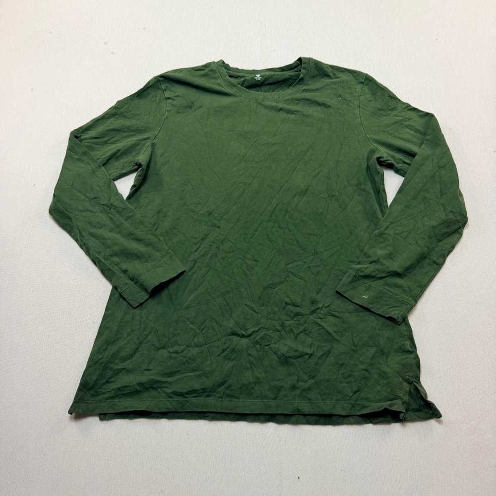 Great Northwest Top Women Large Green Excellent Long Sleeve Crew Neck Solid